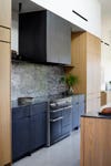 black and wood kitchen