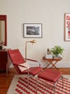 modern red lounge chair