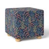 navy floral ottoman with round feet