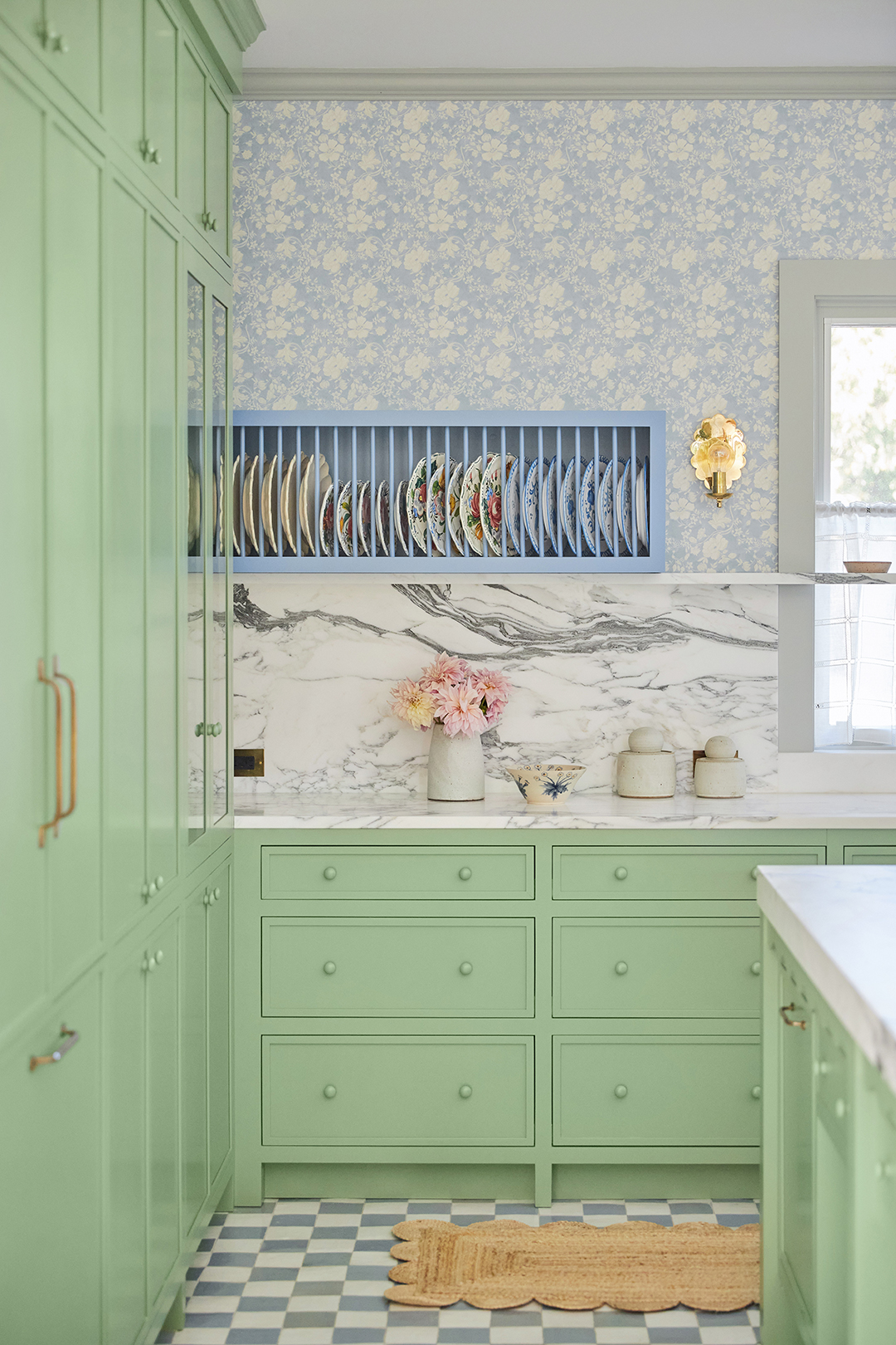 pea green kitchen cabinets