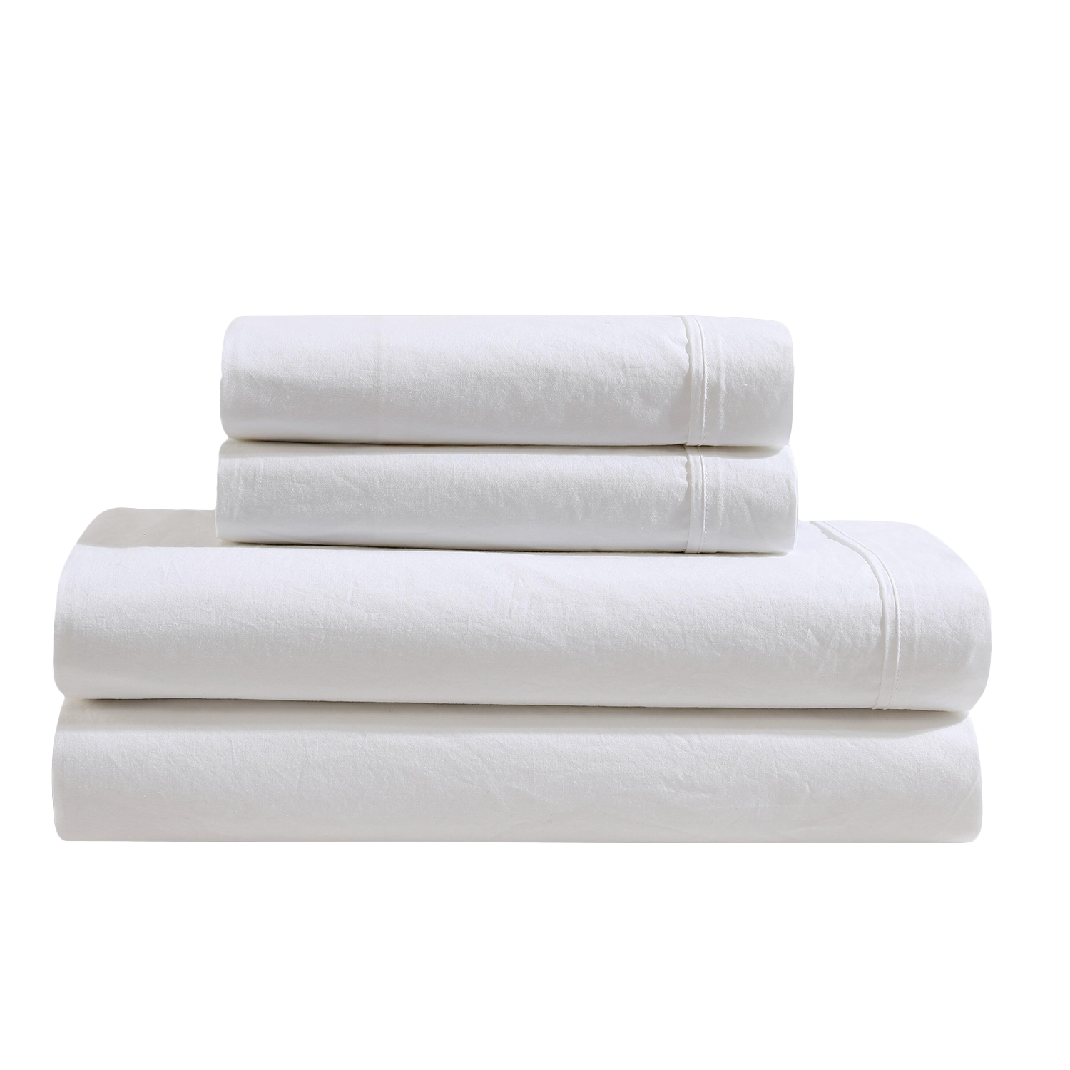 Product shot of white cotton sheets.