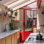 red kitchen door