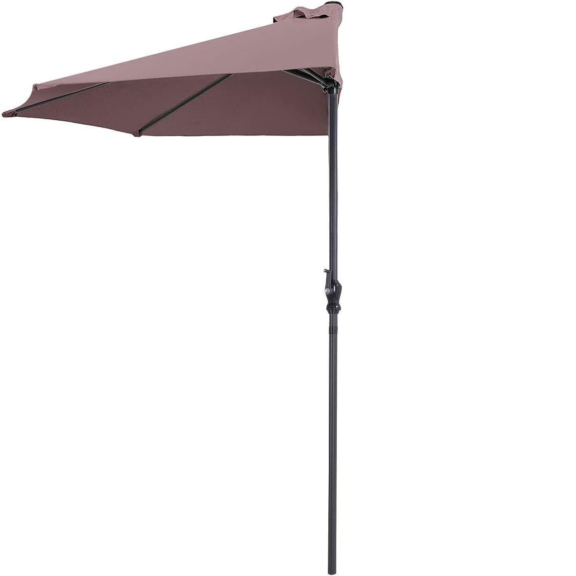 Tangkula 9 ft Half Round Outdoor Patio Umbrella in tan