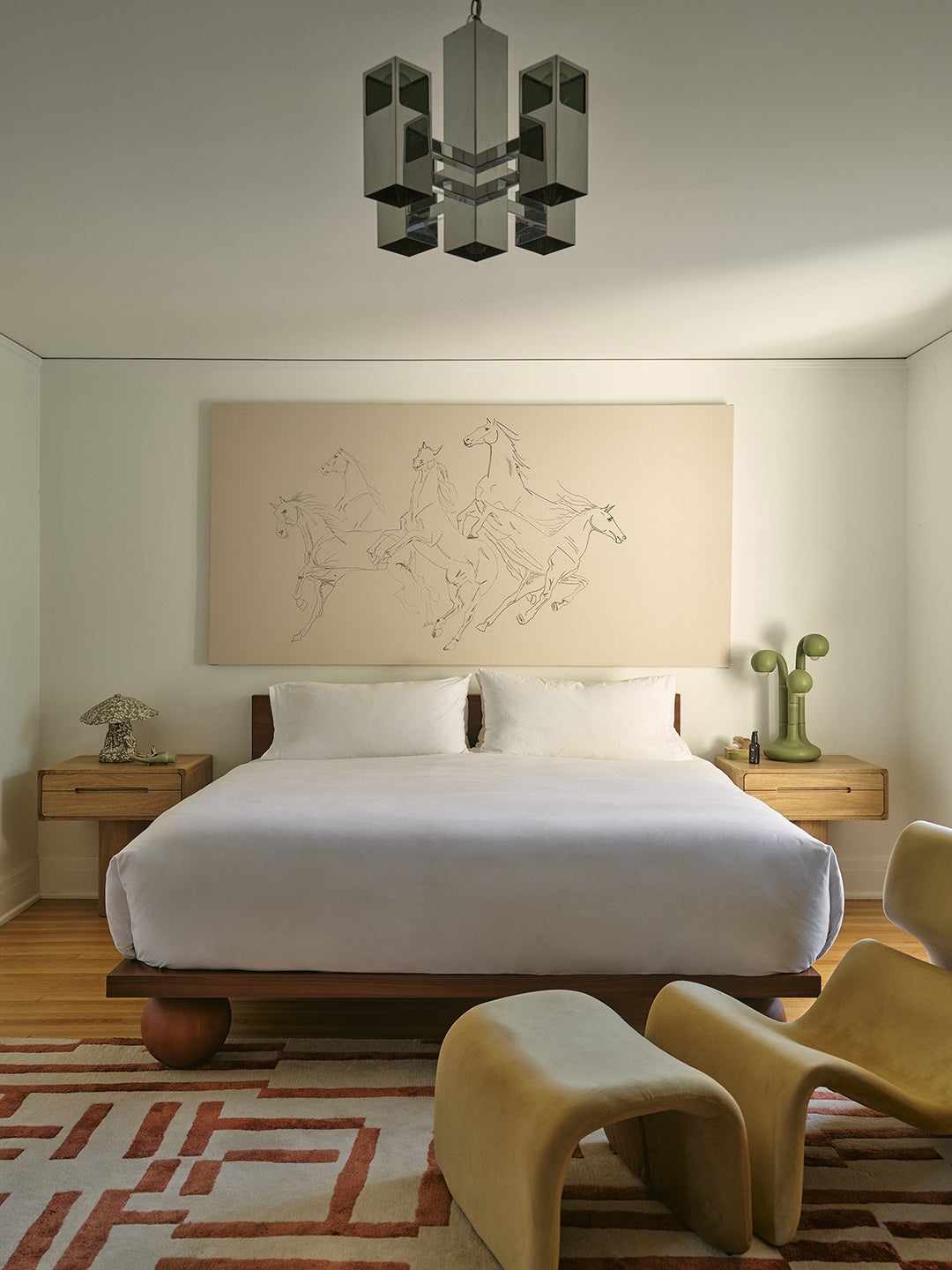 bedroom with large art