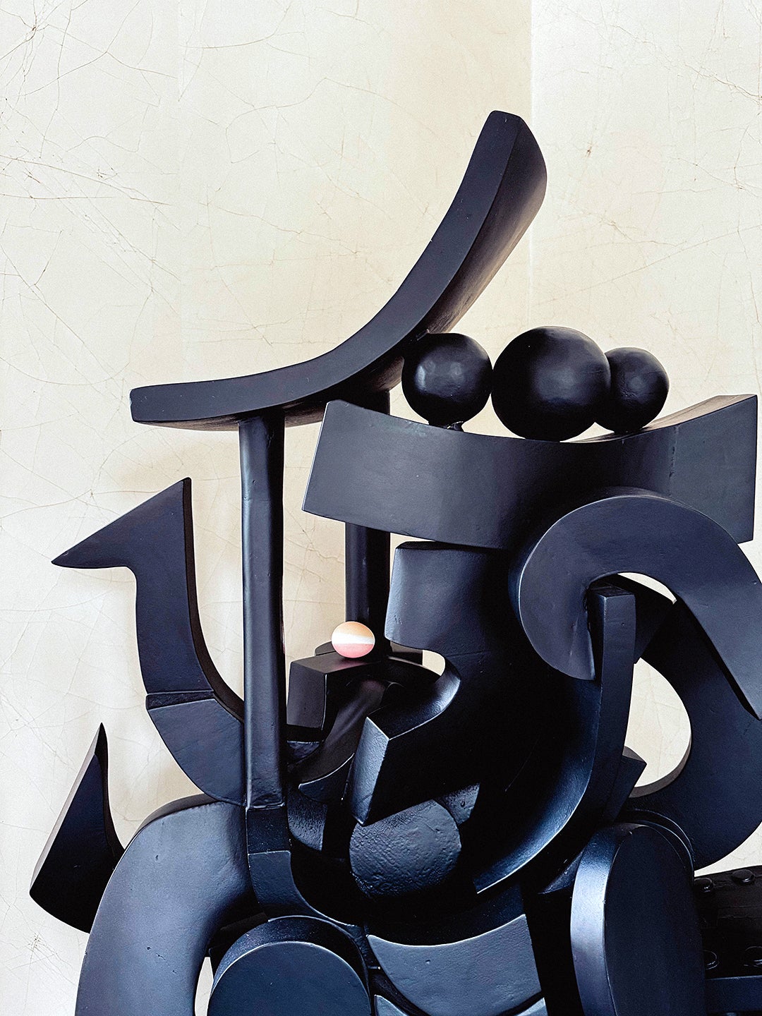 easter egg on a black sculpture