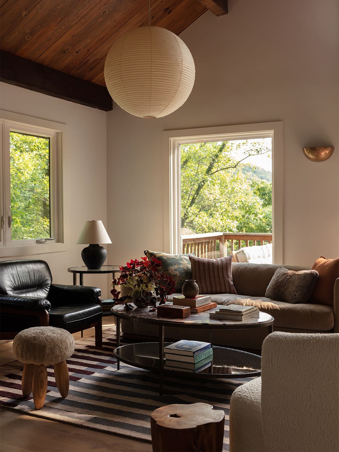 neutral living room with picture windows