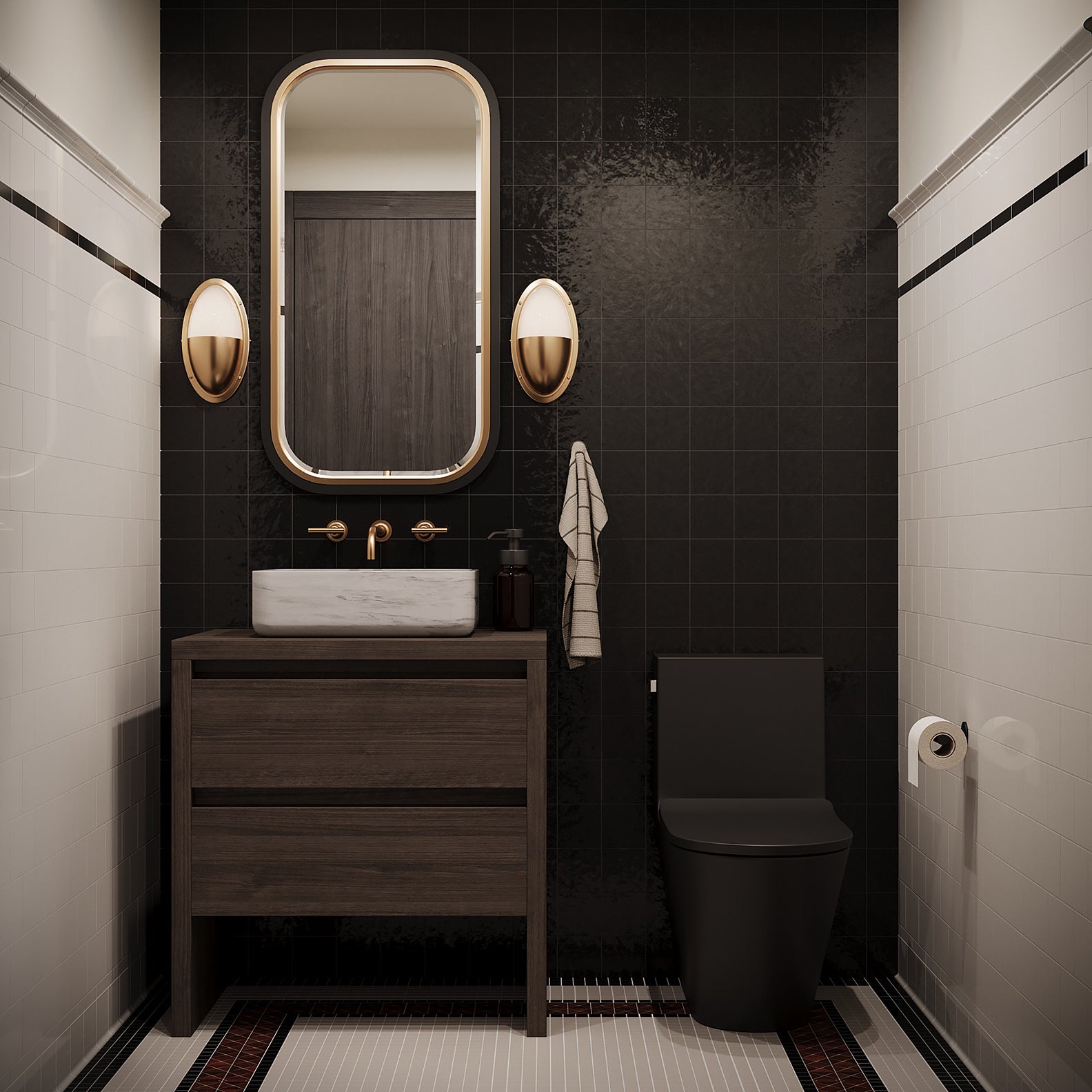 rendering of black bathroom