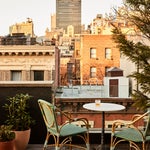 bistro chairs on rooftop