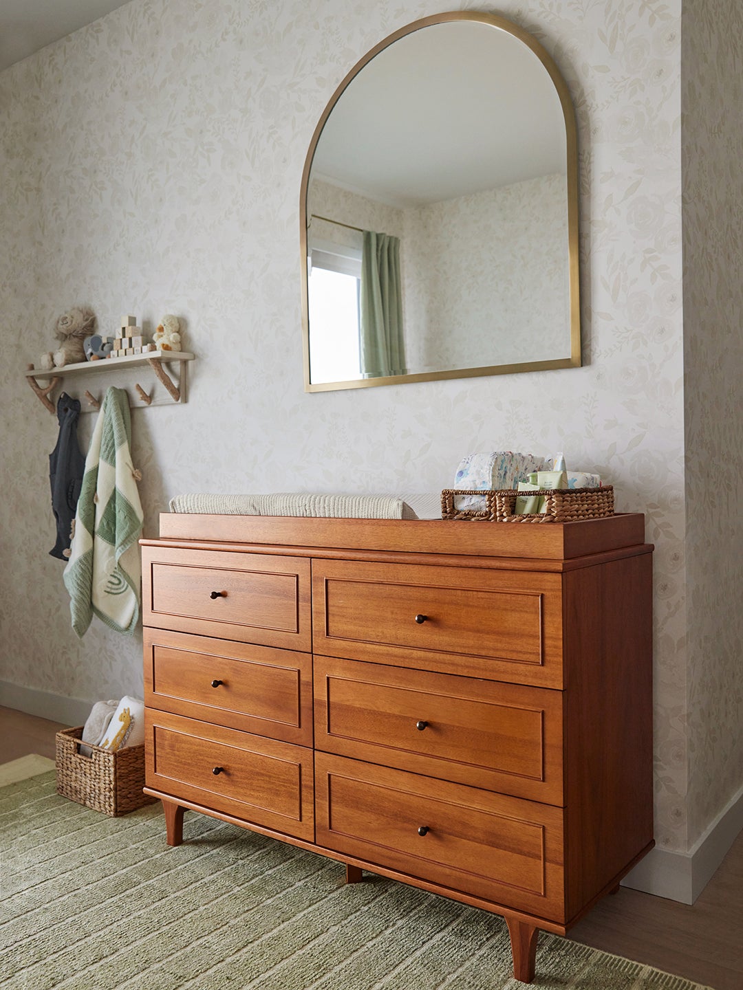 Dresser in nursery as a changing table