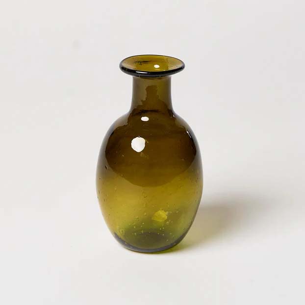 Dark olive glass vase