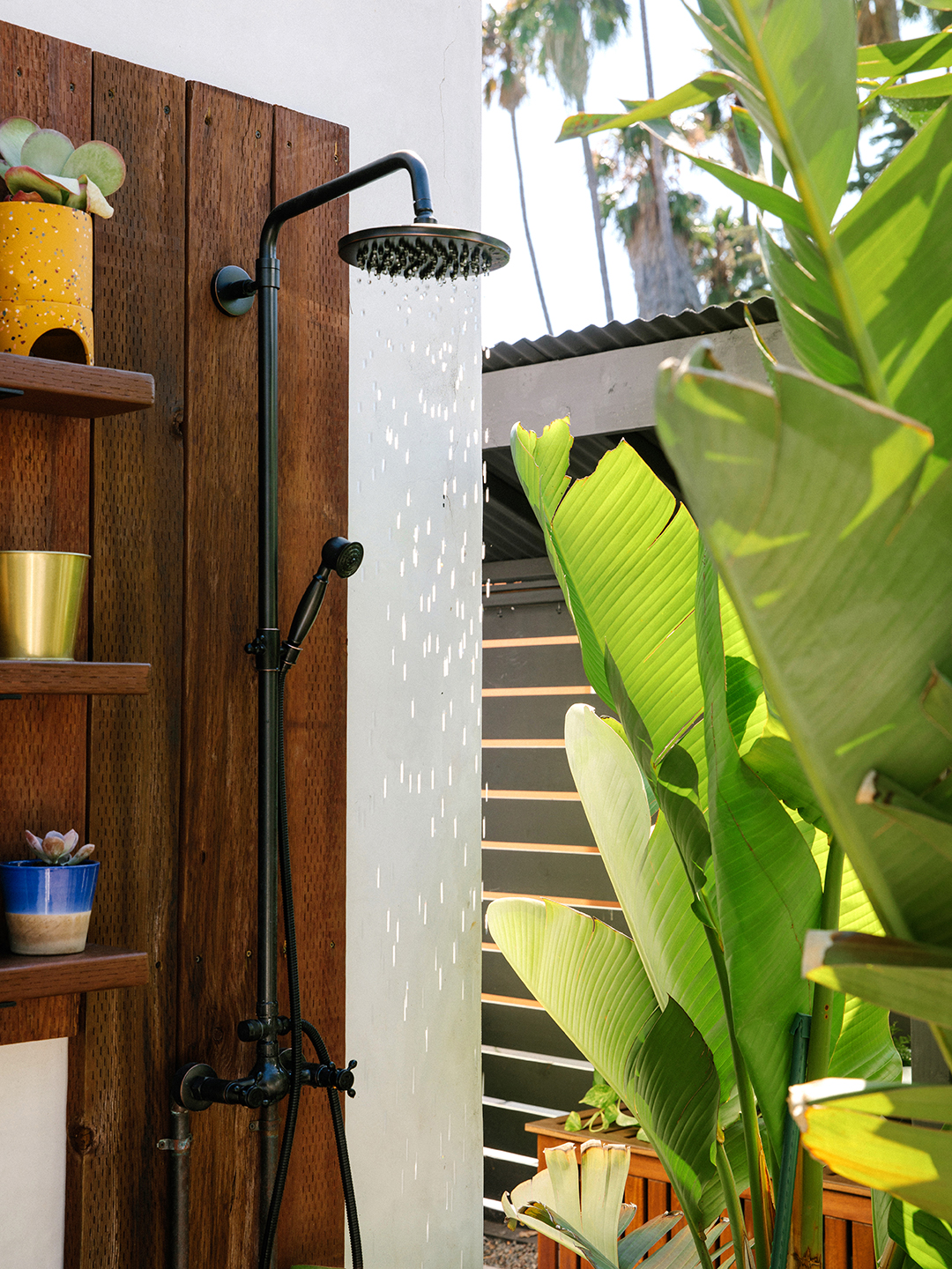 black outdoor shower head