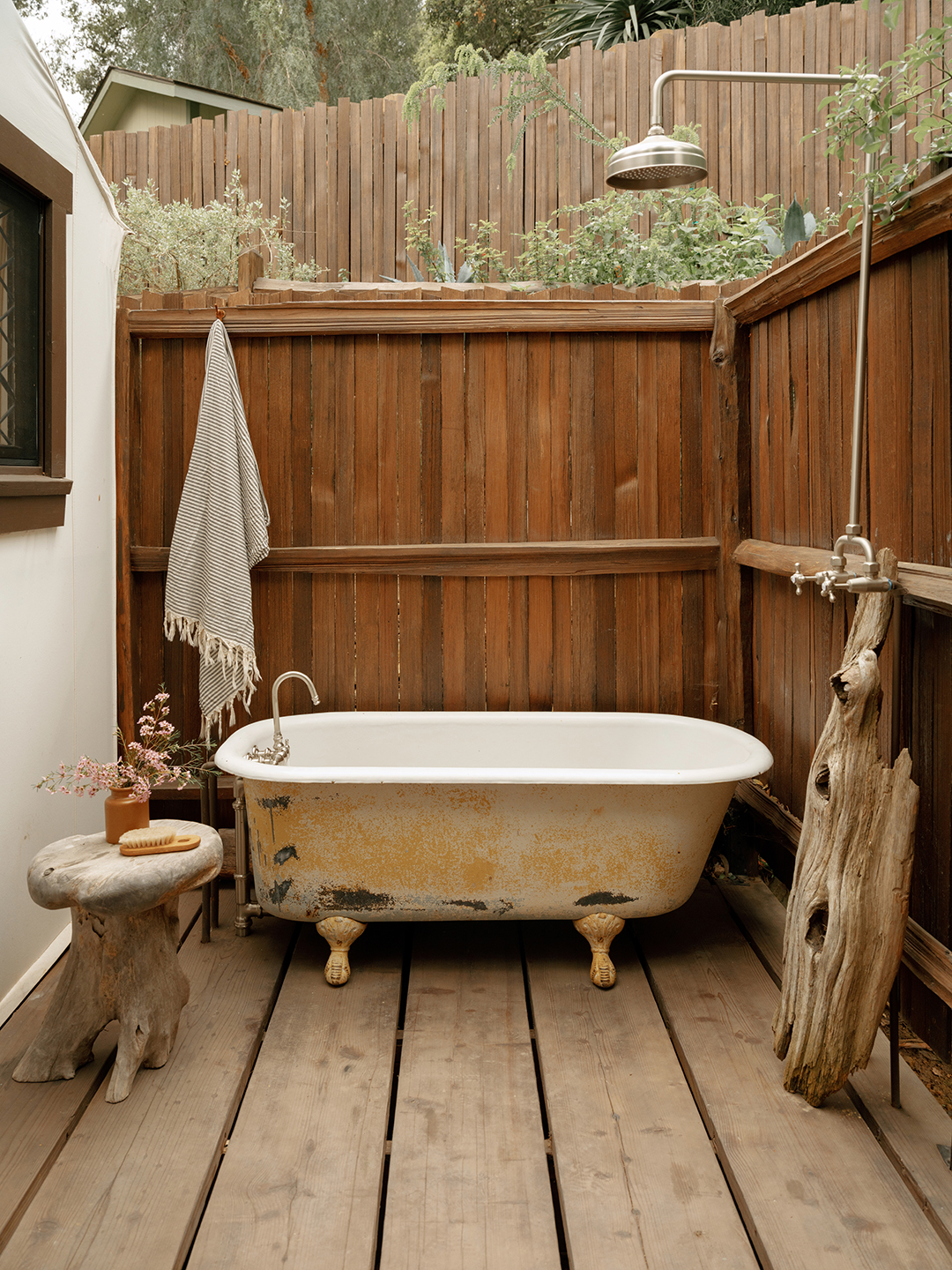 clawfoot tub next to shower