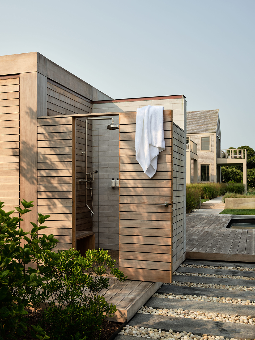 wood outdoor shower
