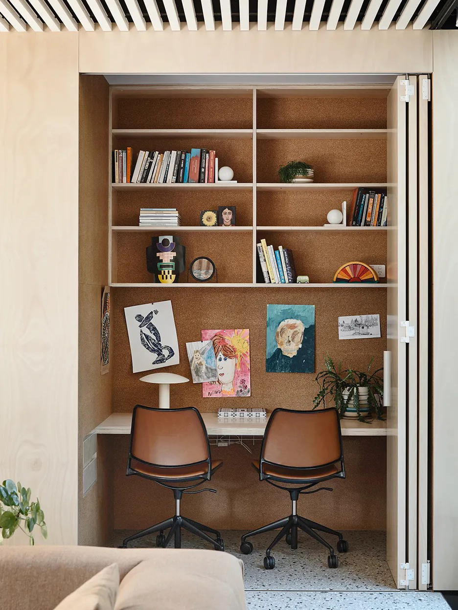 cork covered closet walls
