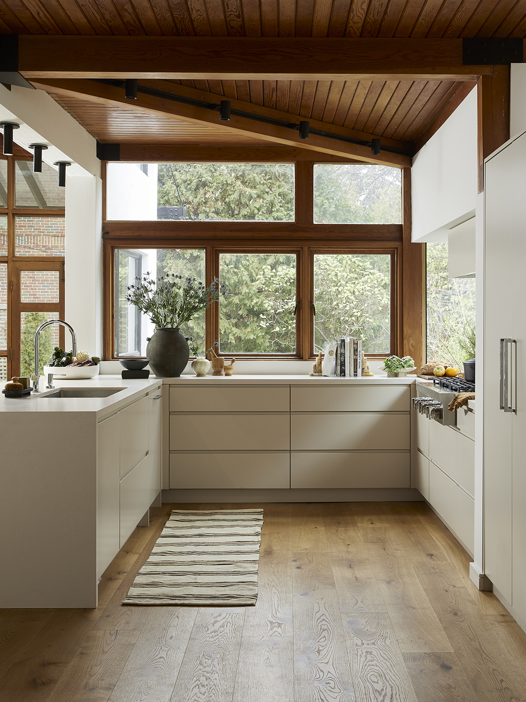 kitchen with big windows