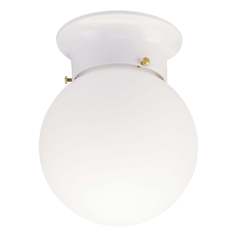  Glass bulb flush mount with white base