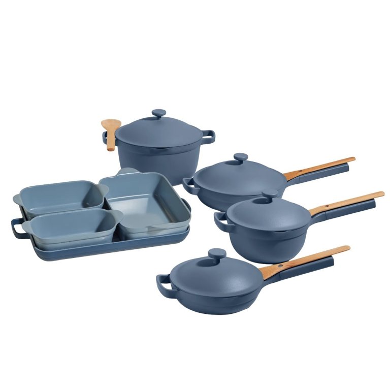  Blue cookware and bakeware set