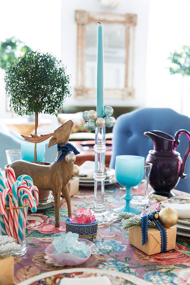 Blue and Gold and Purple Table Setting