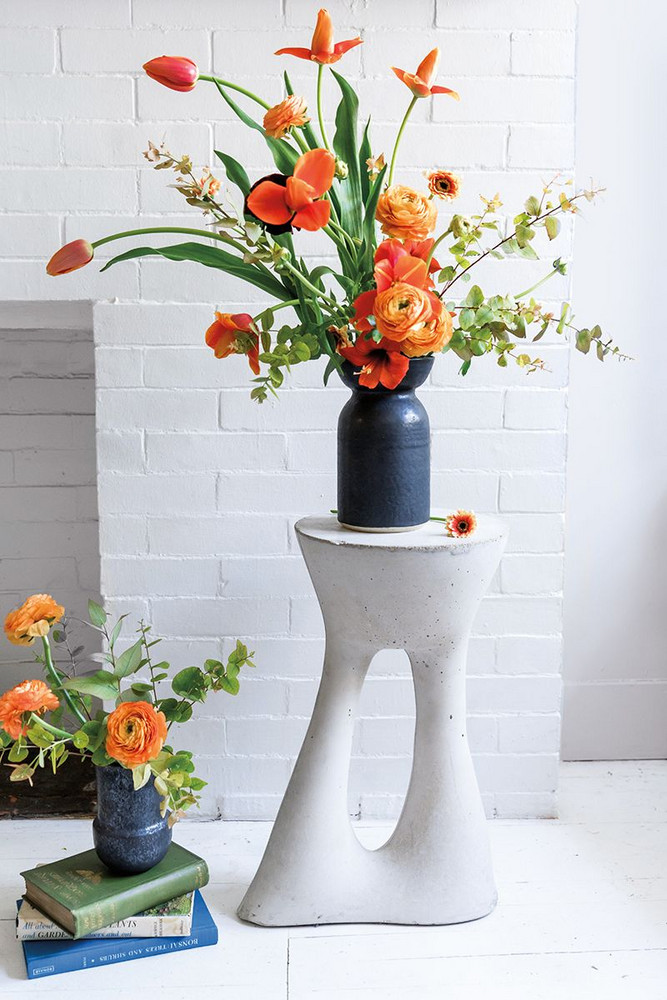 Black and Blue and Green and Orange and White Flowers