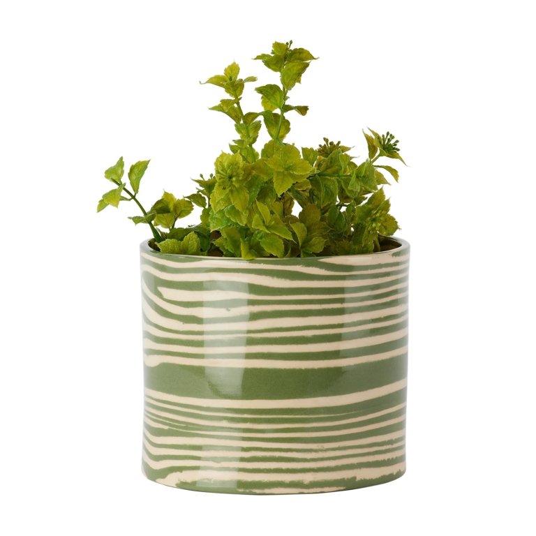  Green & White Ceramic Planter