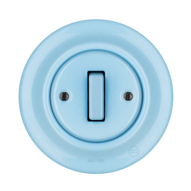 light blue round light switch