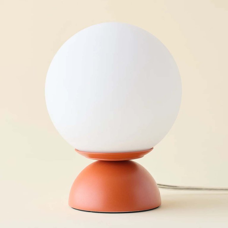Orange base globe table lamp