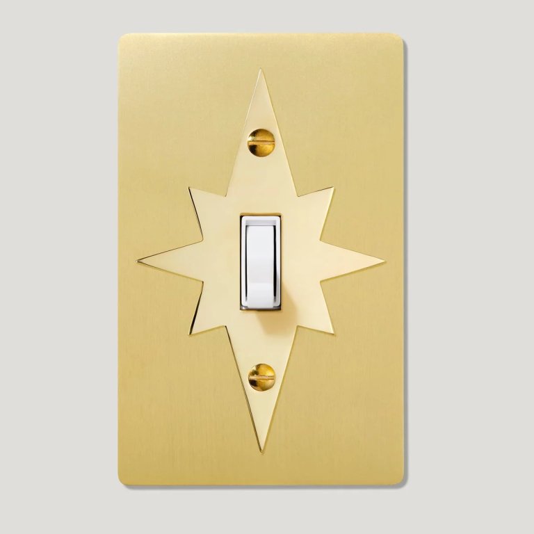 brass star motif light switch