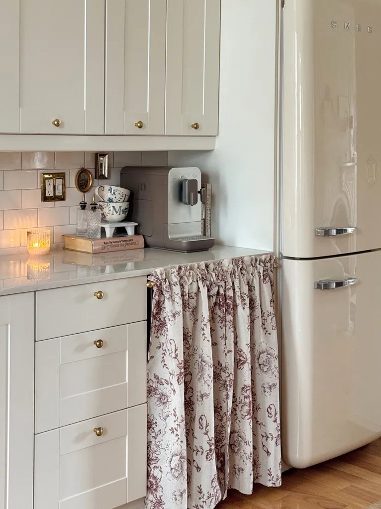 fabric hiding dishwasher