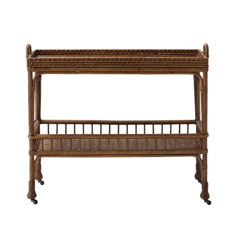 Rattan bar cart