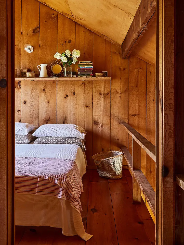 rustic wood cabin bedroom