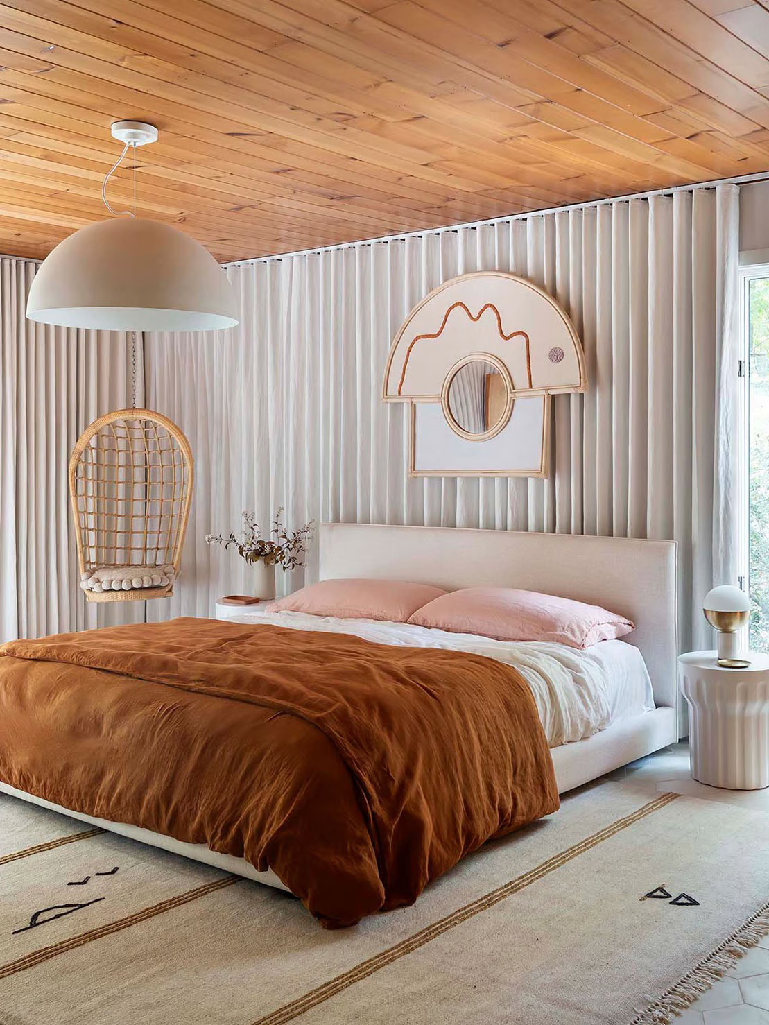 floating mirror over bed