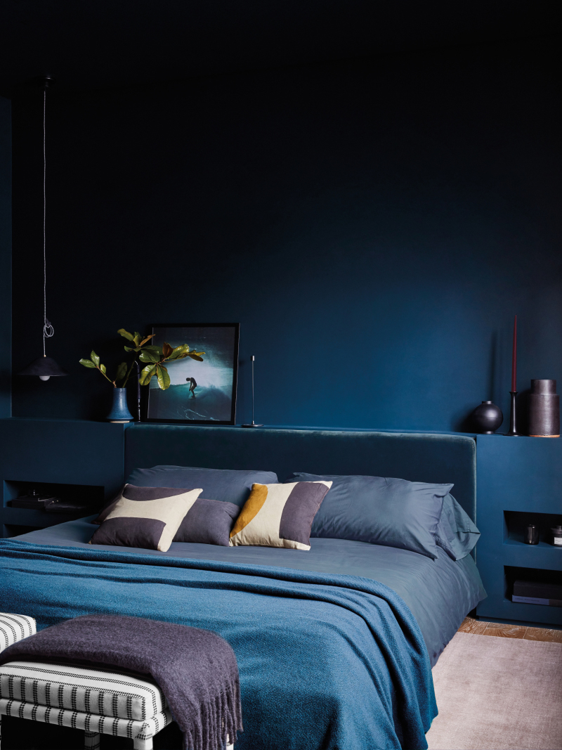moody blue bedroom