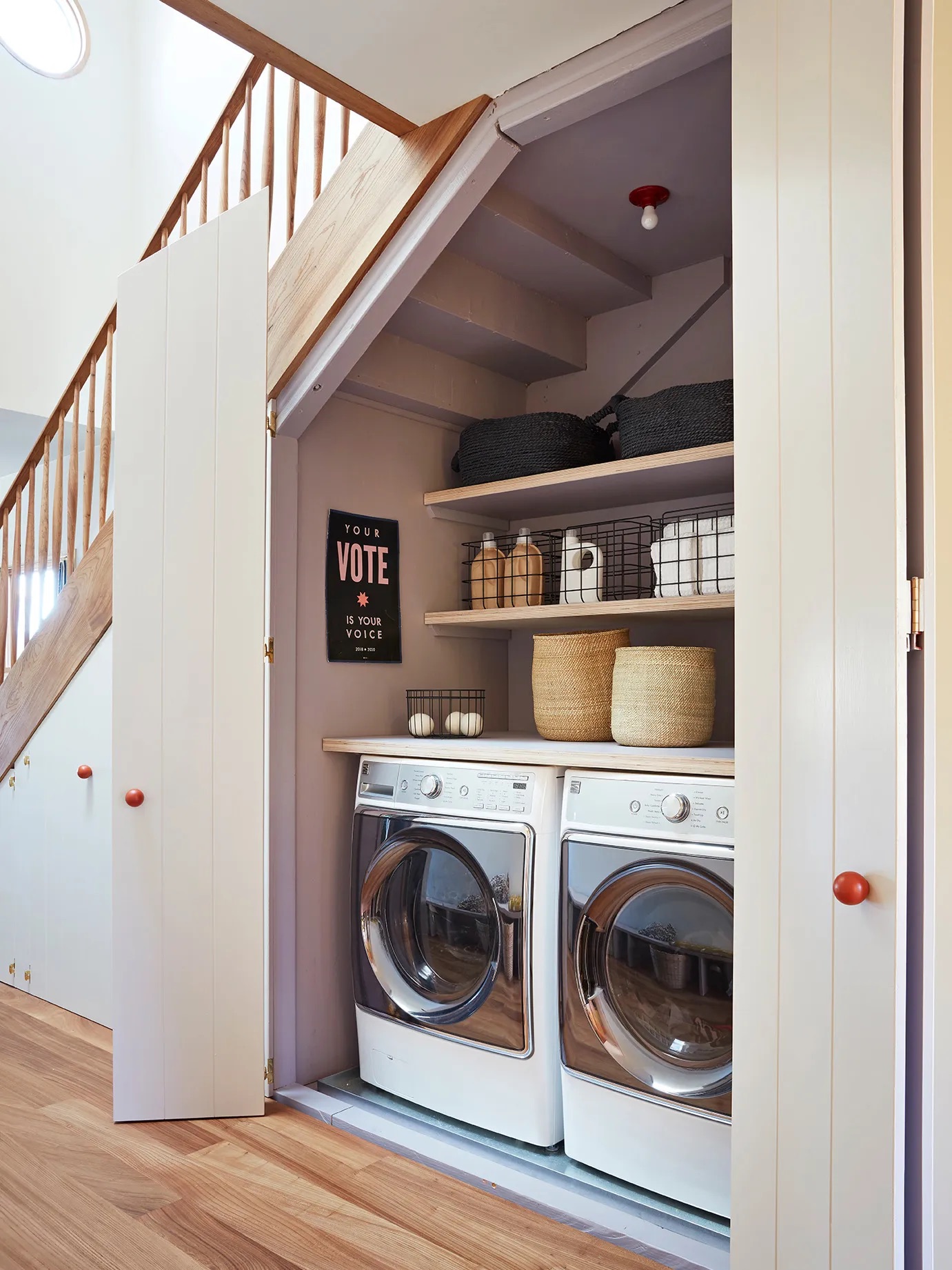 laundry under stairs