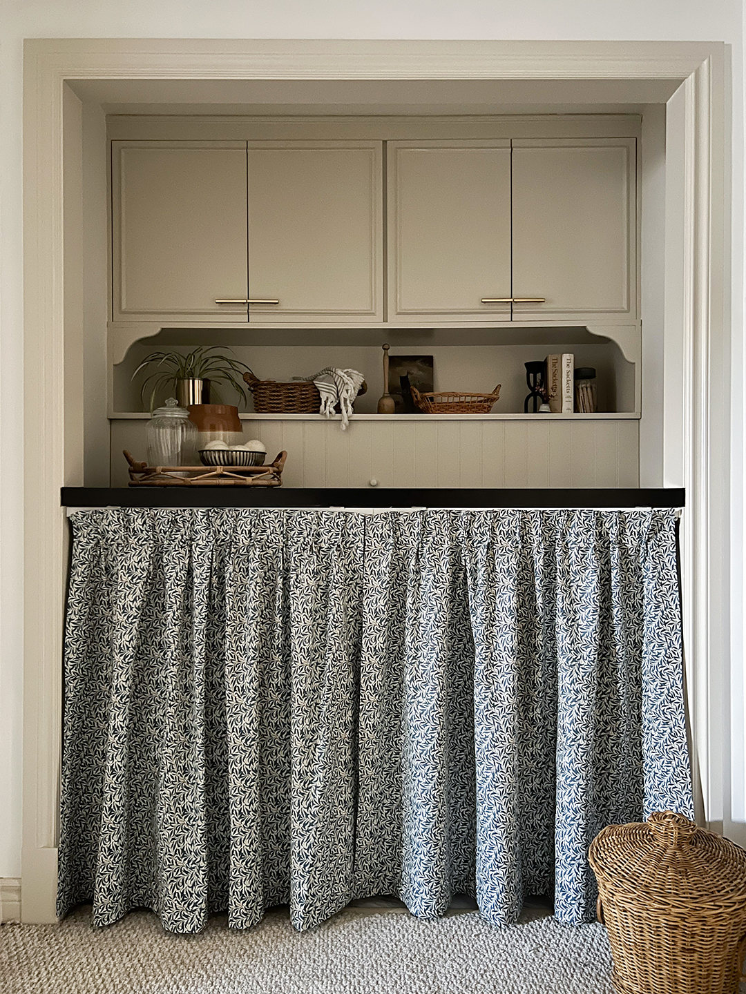fabric skirt under counter