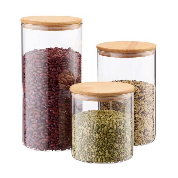 Birch and glass canisters