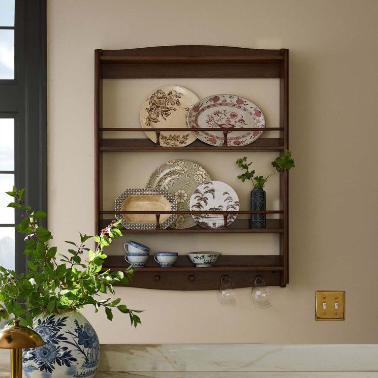 Walnut plate rack