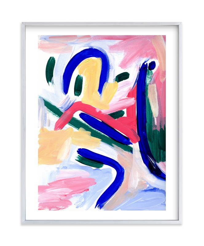  brightly colored print in a silver frame