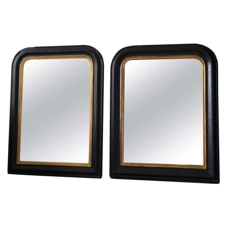  Black curved mirror set