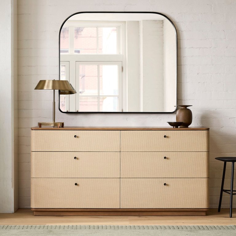  Curved mantel mirror in nickel