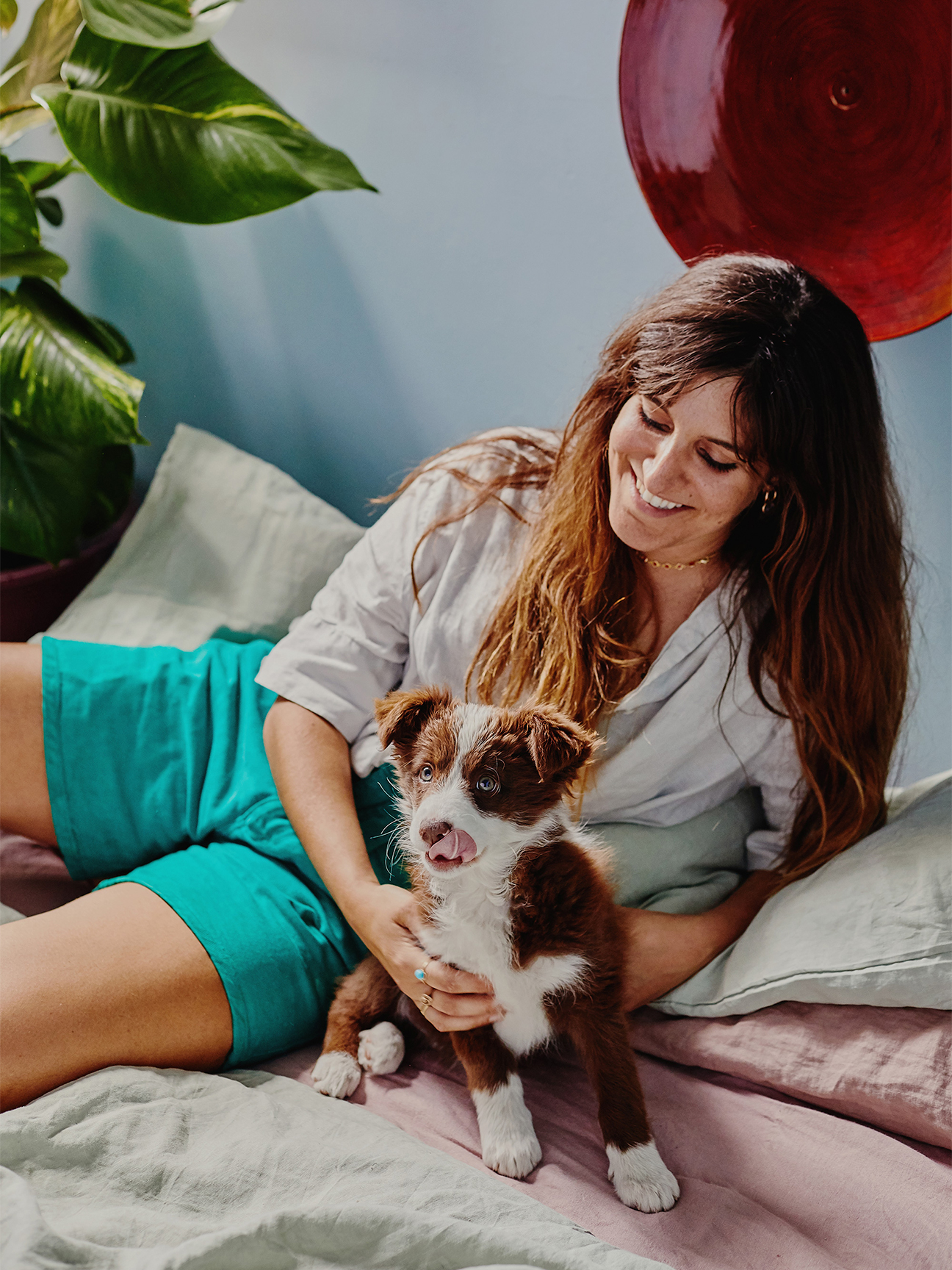 Plant Mama and her pup at home