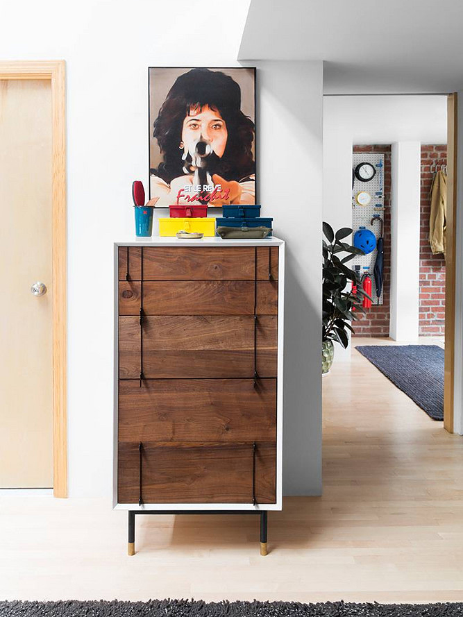 wood panel dresser in hall