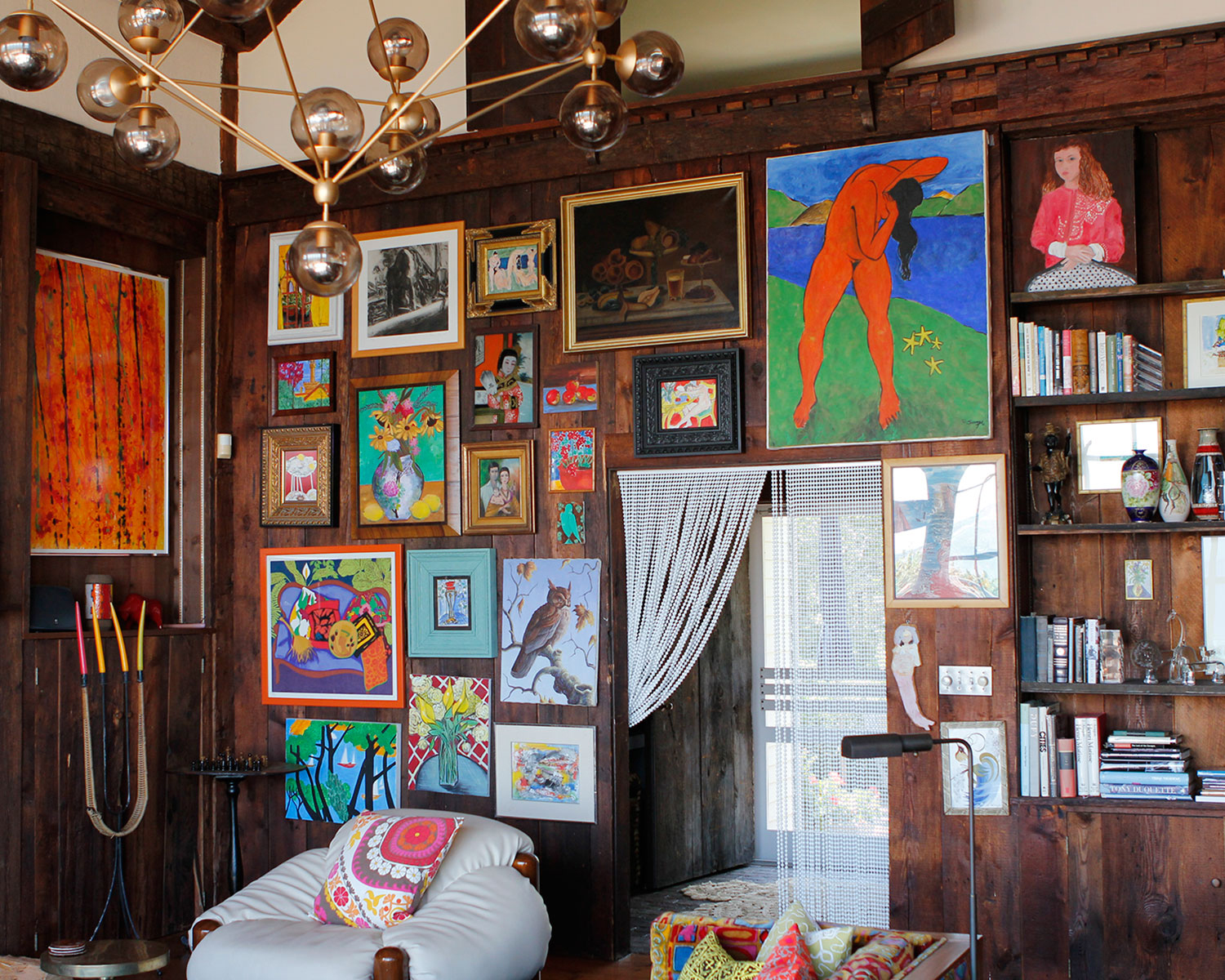 cabin with big gallery wall