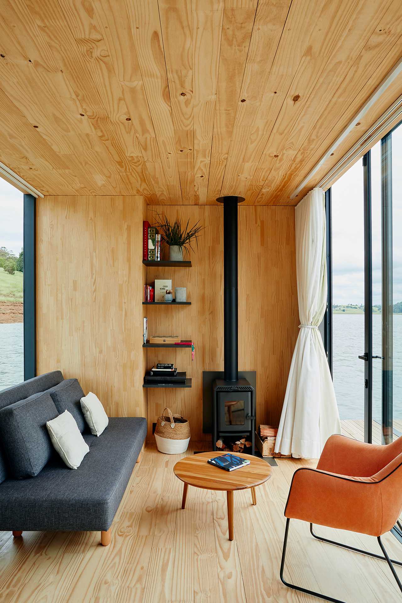 modern wood house boat