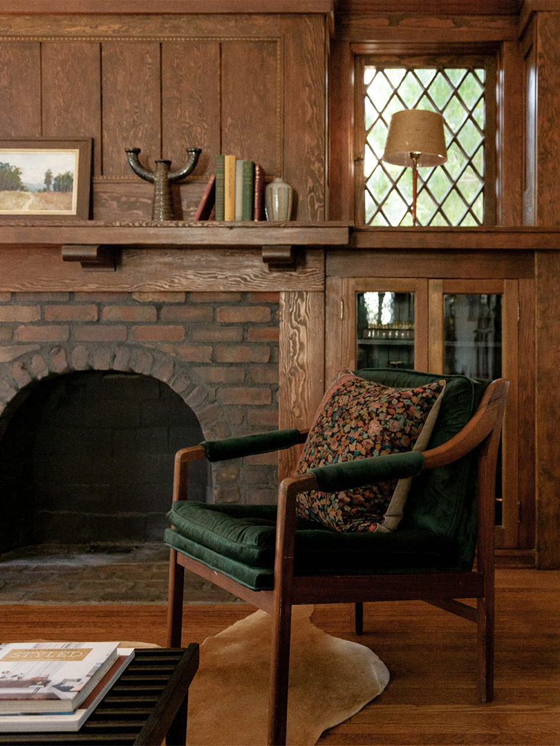 brick fireplace