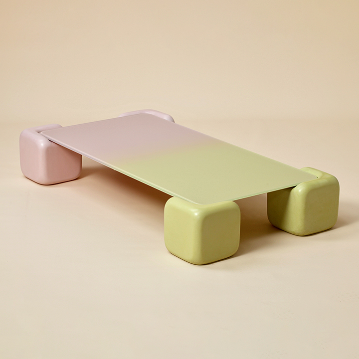 pink and green ombre coffee table