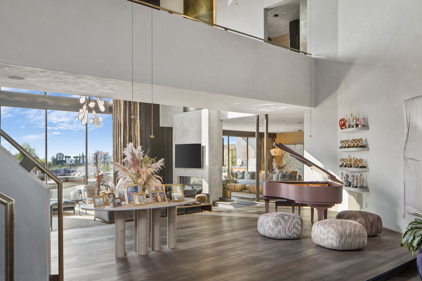 large livign room with exposed catwalk