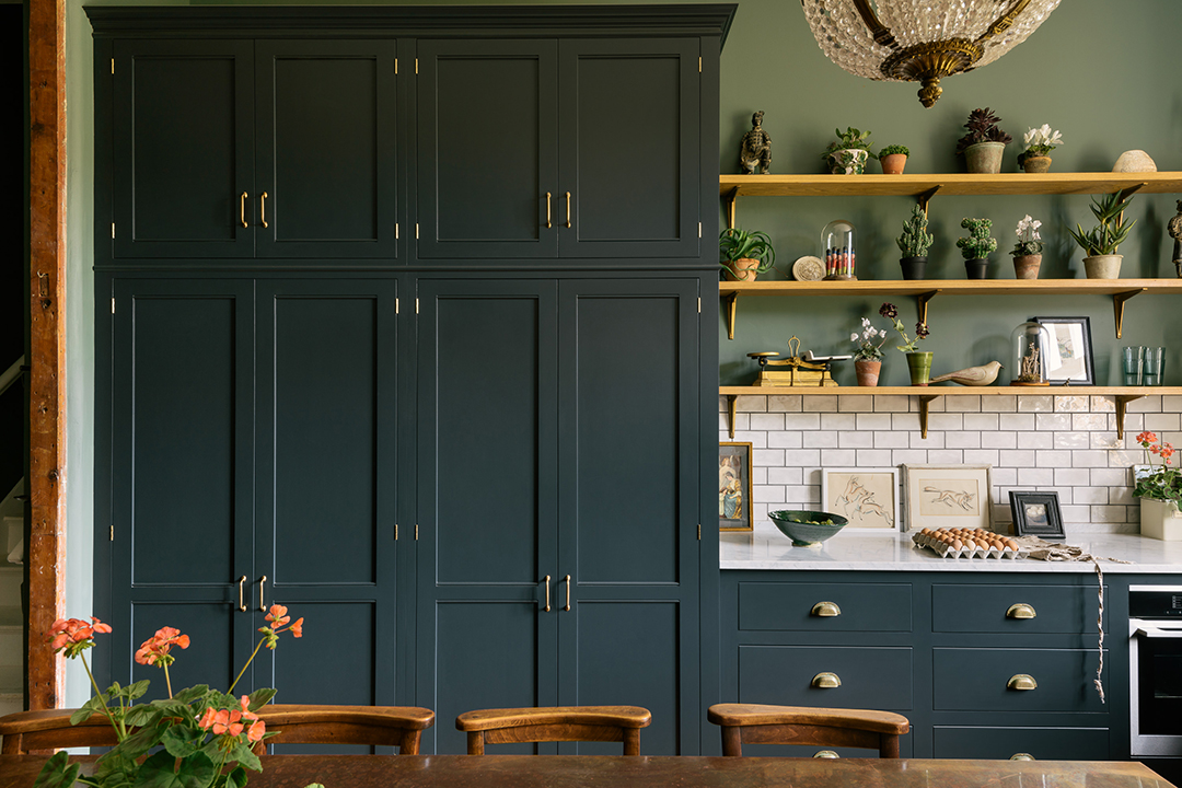dark green kitchen