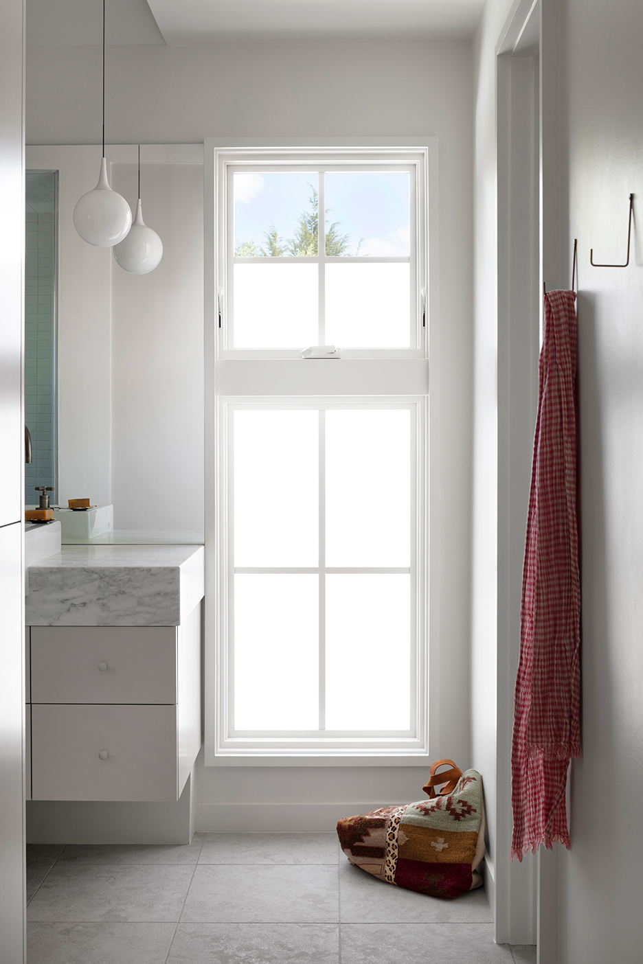 Bathroom vanity with marble countertop