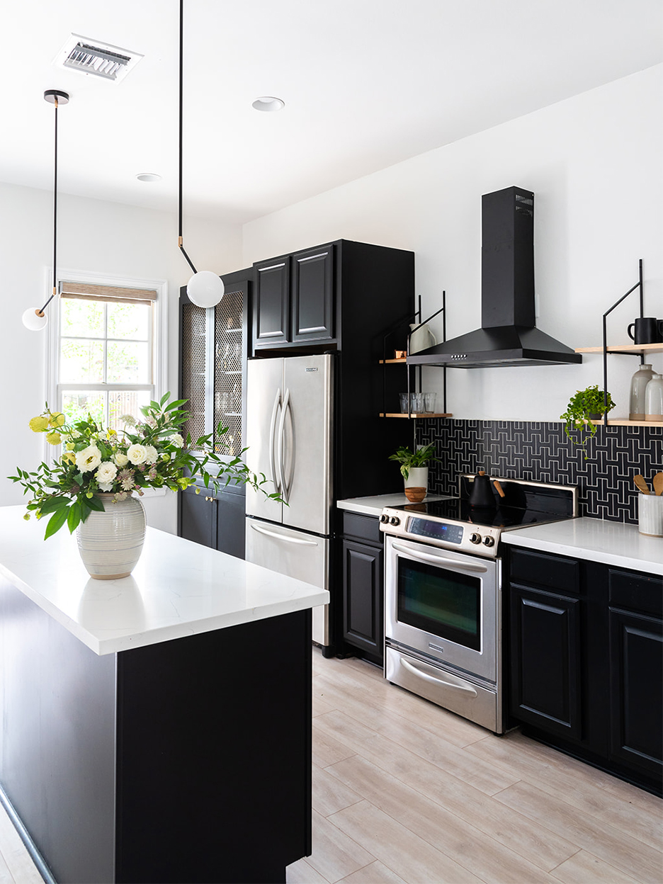 black and white kitchen
