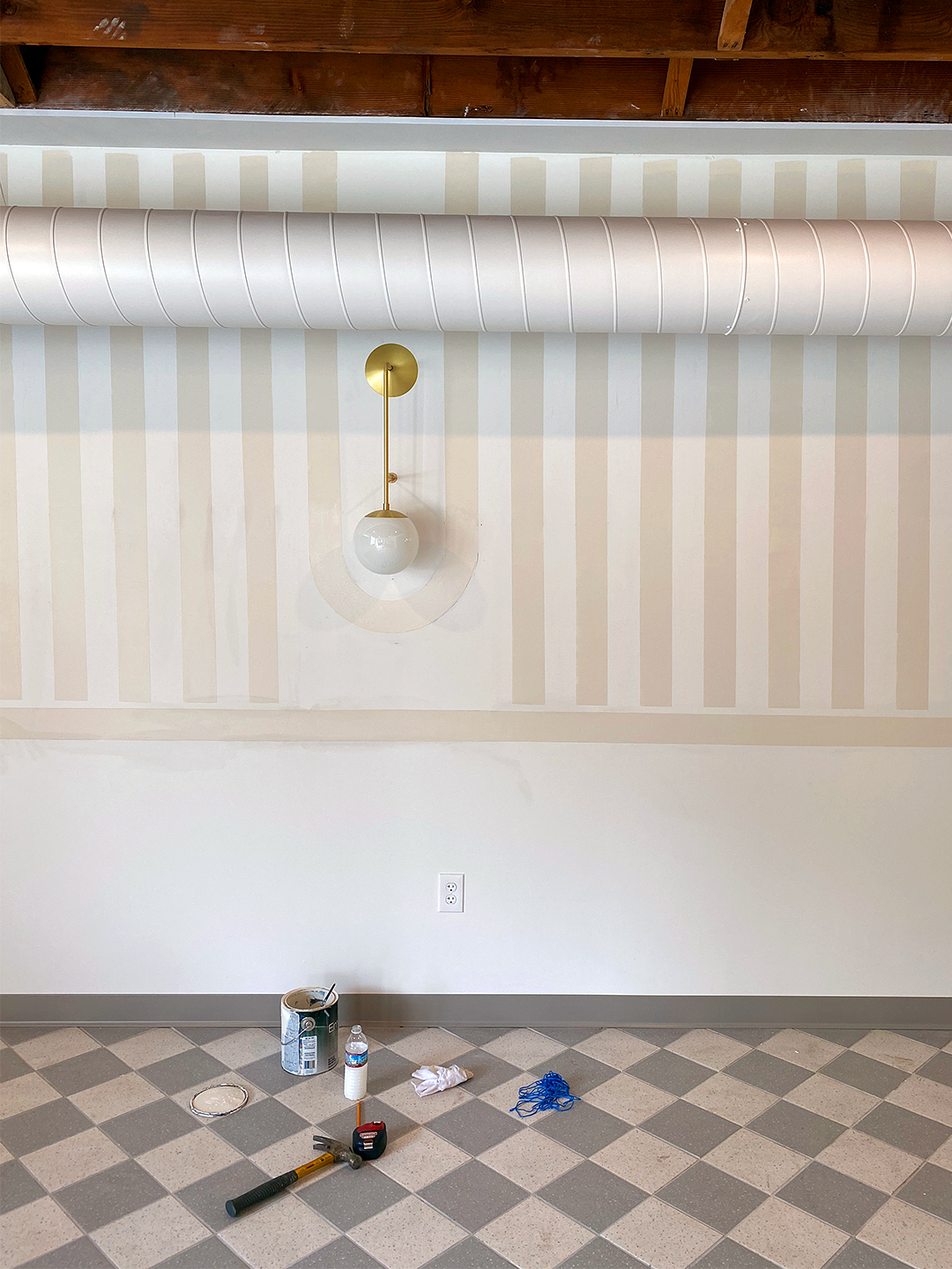 a painted wall in stripes